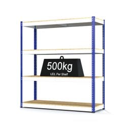 RAX 1 - Heavy Duty Racking with 4 Levels - White and Blue