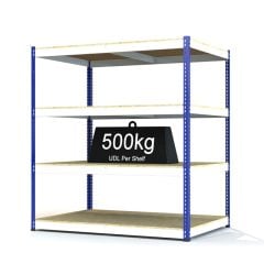 RAX 1 - Heavy Duty Racking with 4 Levels - White and Blue