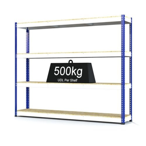 RAX 1 - Heavy Duty Racking with 4 Levels - White and Blue