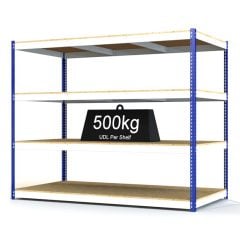 RAX 1 - Heavy Duty Racking with 4 Levels - White and Blue