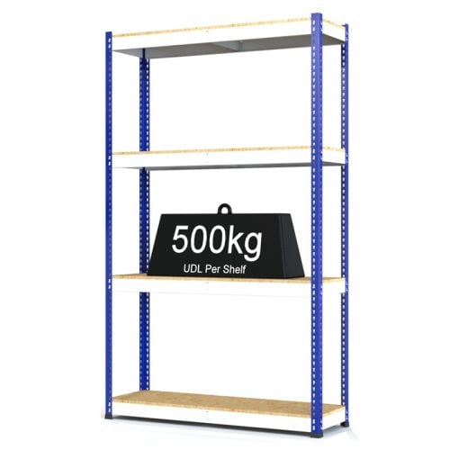 RAX 1 - Heavy Duty Racking with 4 Levels - White and Blue