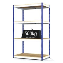 RAX 1 - Heavy Duty Racking with 4 Levels - White and Blue