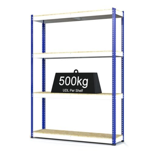 RAX 1 - Heavy Duty Racking with 4 Levels - White and Blue