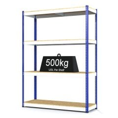 RAX 1 - Heavy Duty Racking with 4 Levels - White and Blue