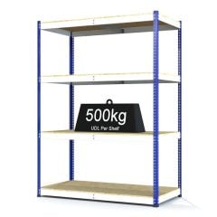 RAX 1 - Heavy Duty Racking with 4 Levels - White and Blue