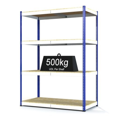 RAX 1 - Heavy Duty Racking with 4 Levels - White and Blue