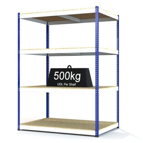 RAX 1 - Heavy Duty Racking with 4 Levels - White and Blue