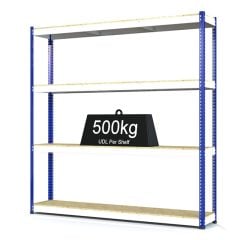 RAX 1 - Heavy Duty Racking with 4 Levels - White and Blue