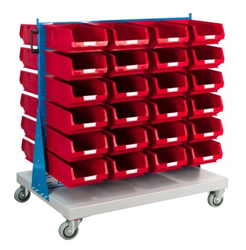 Double Sided Louvred Panel Trolley with Bins - Image 8