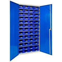 Topstore cabinet with blue storage bins